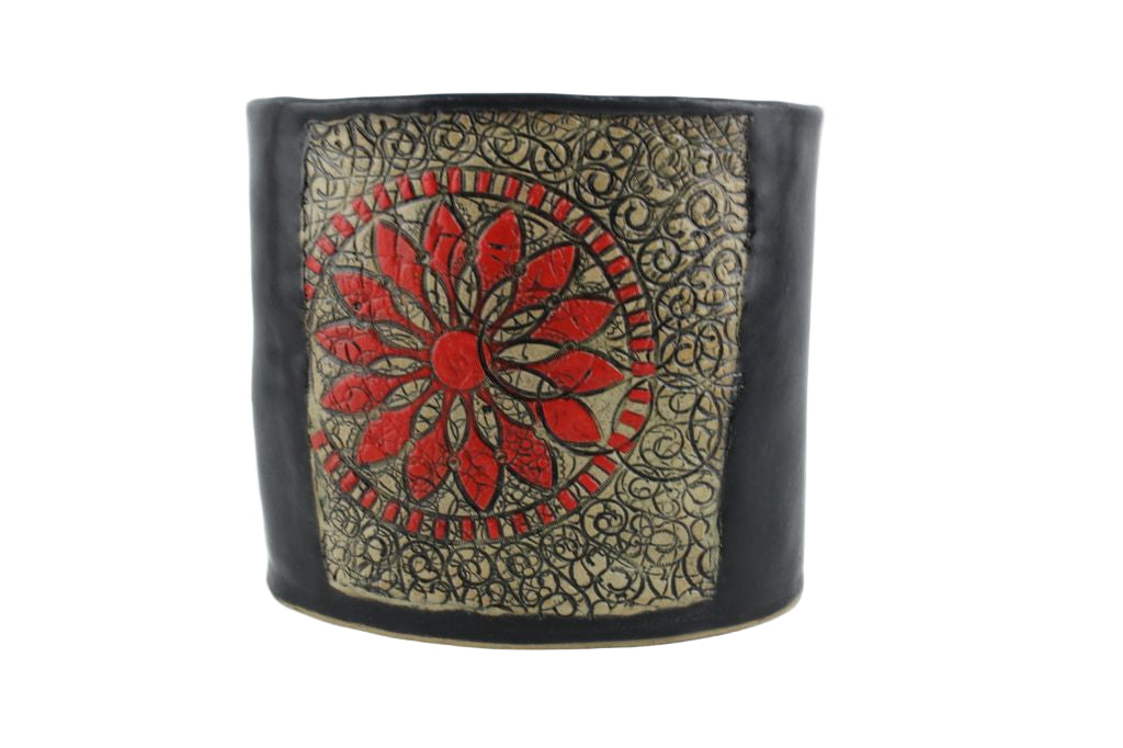 Black and Red Oval Vase