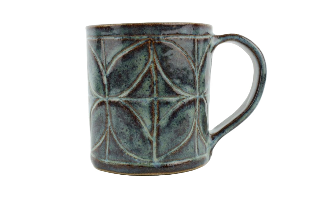 Carved Blue Mug