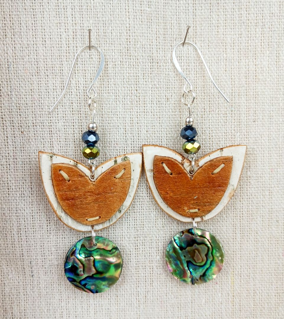 Floral Birch Earrings with Abalone