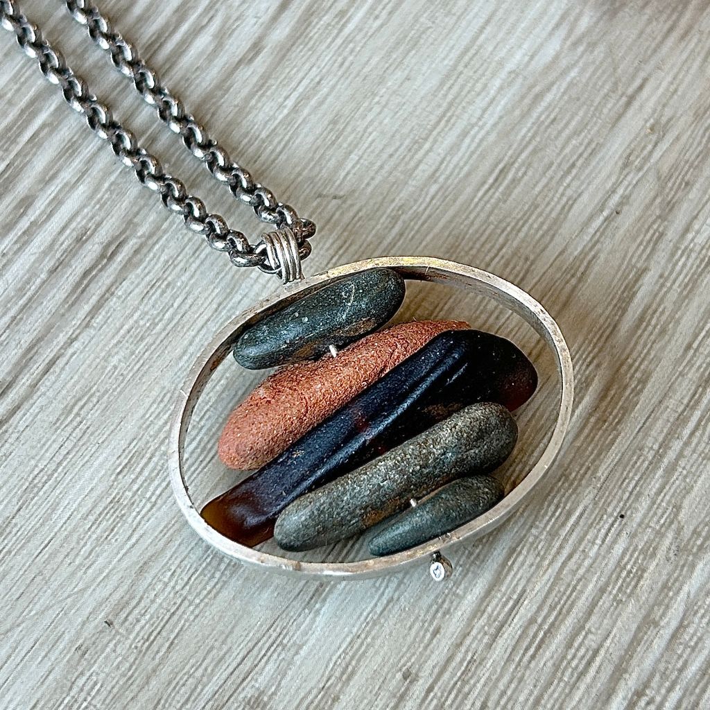 Stacked Stone Large Oval Necklace MN