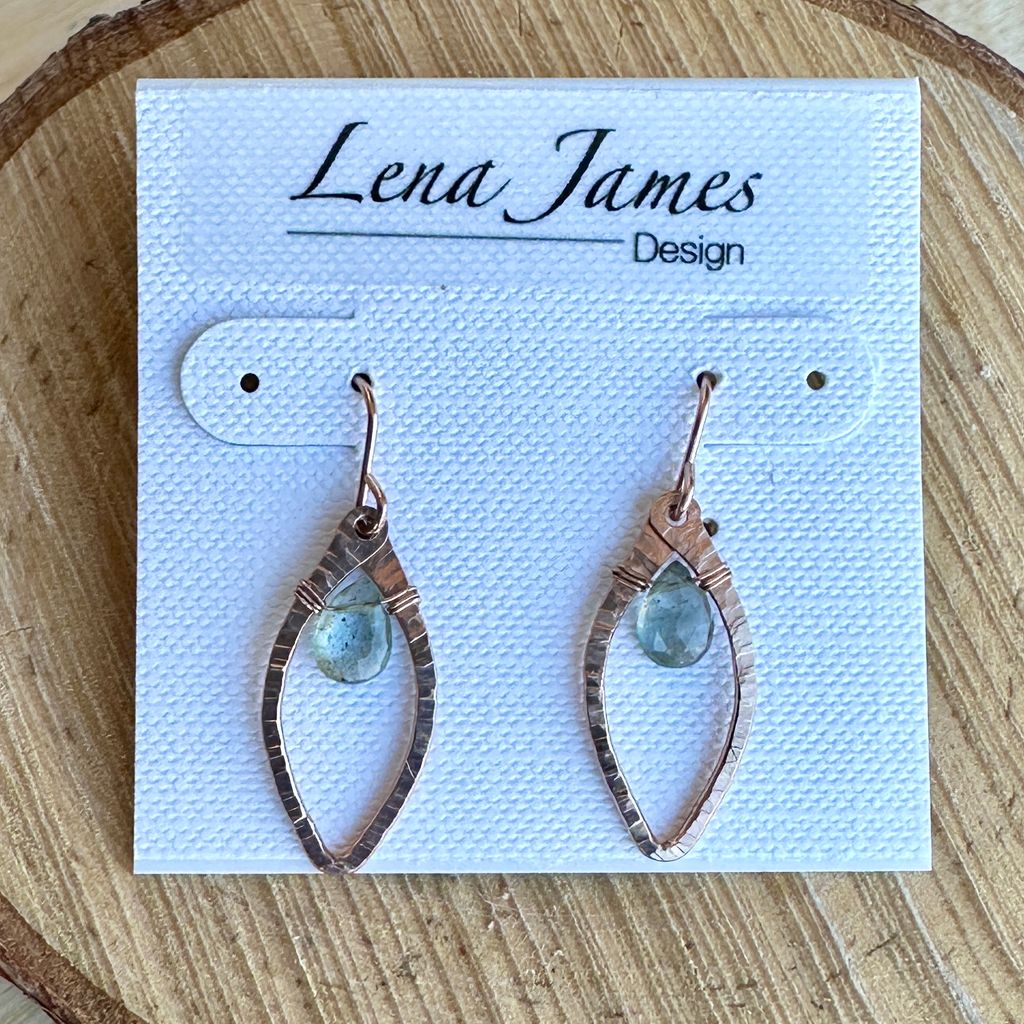 LJ Rose Gold & Moss Aquamarine Earrings