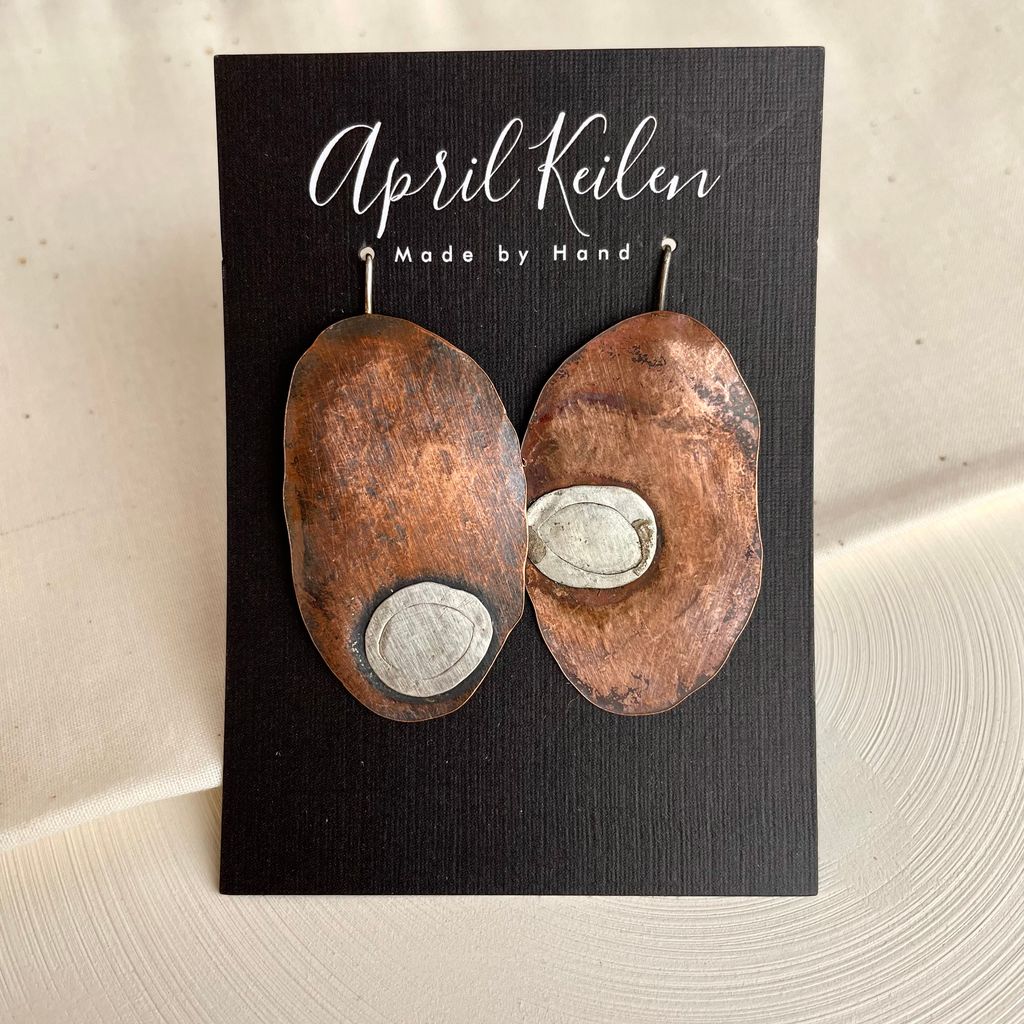 Flat Copper and Sterling Earrings AK