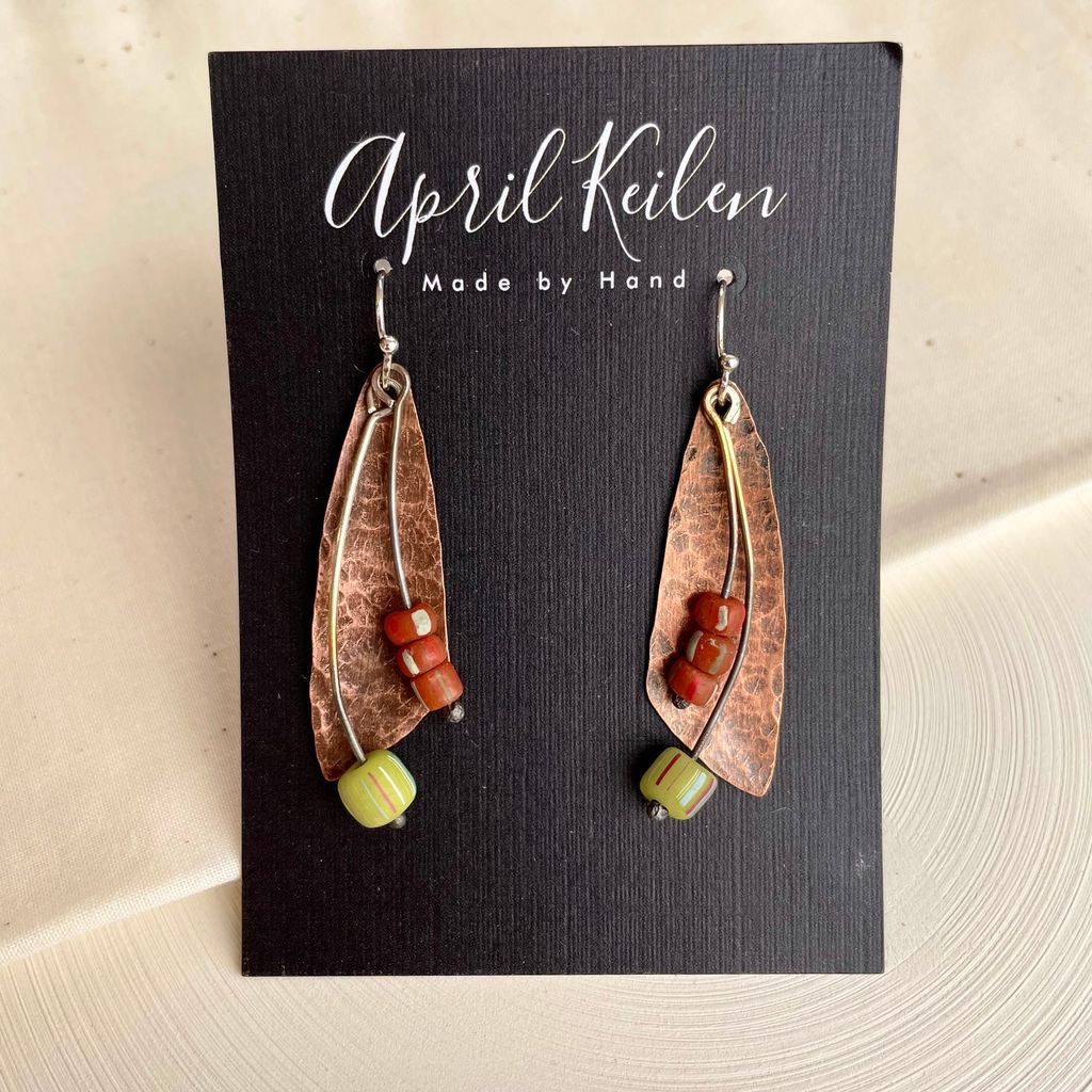 Copper and Bead Earrings AK