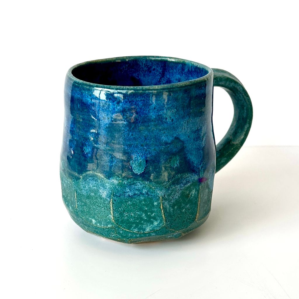Blue Green Faceted Mug SS