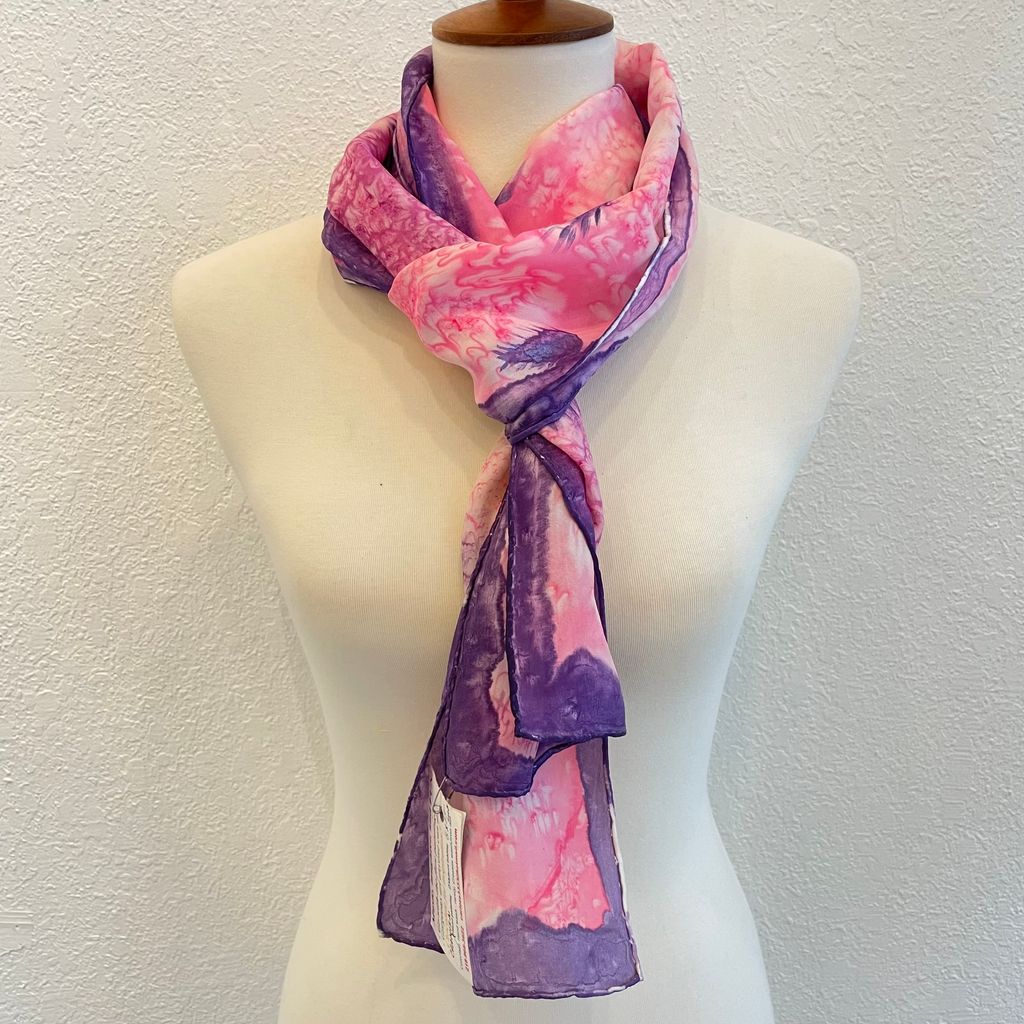 Painted Pink Silk Scarf CH