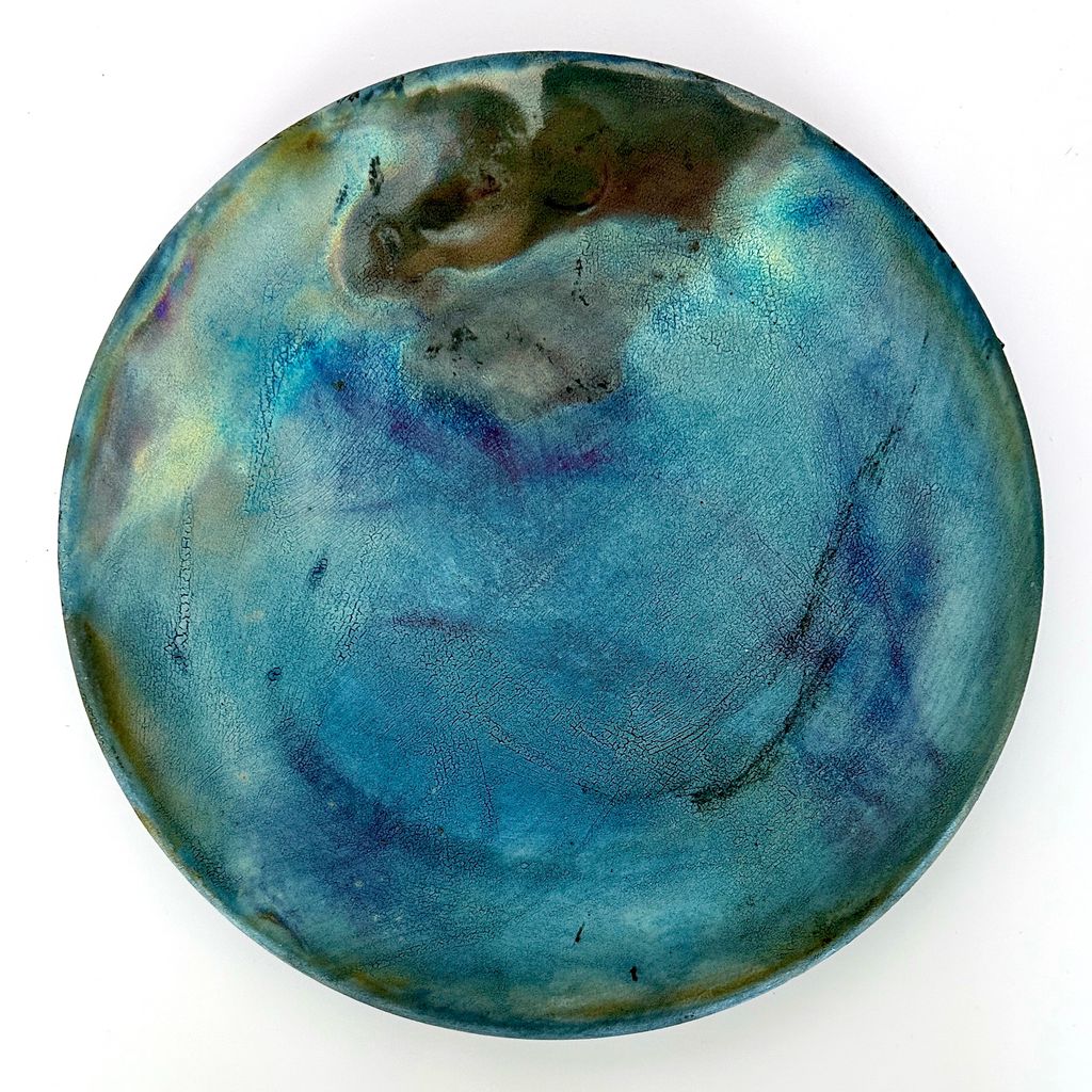 Large Raku Blue Plate