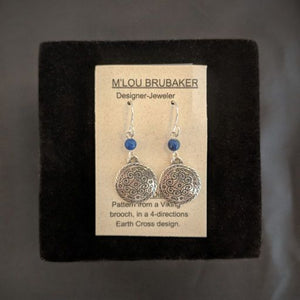 Viking Disc Earrings with Blue Onyx