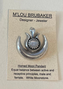 Horned Moon Pendant w/White Moonstone