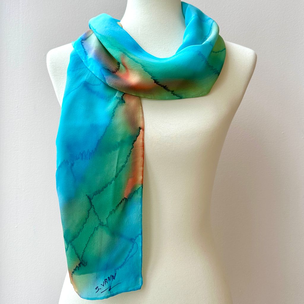 Aqua Coastal Silk Scarf