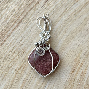 Strawberry Quartz Wire Wrapped Pendant