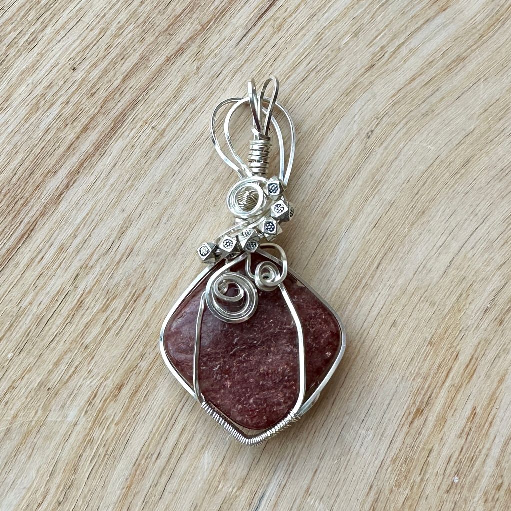 Strawberry Quartz Wire Wrapped Pendant