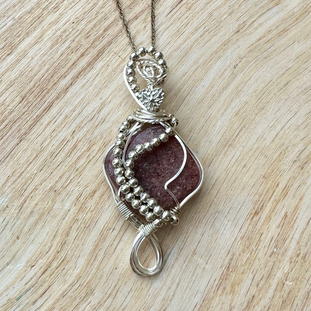 Strawberry Quartz Wire Wrapped Necklace