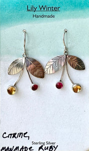 Citrine and Ruby Berry Earrings