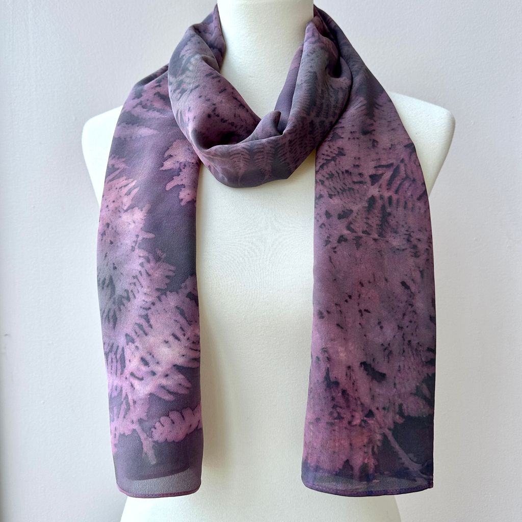 Warm Brown Eco Print Silk Scarf