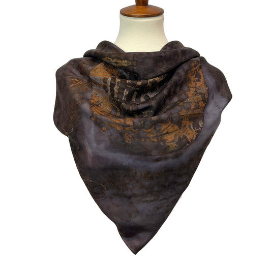 Silk Small Square Scarf Lavender & Rust