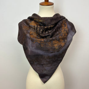 Silk Small Square Scarf Lavender & Rust