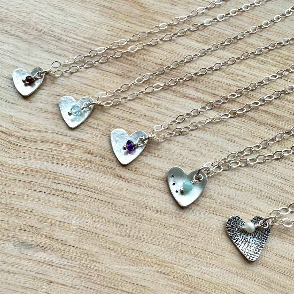 Heart Necklace with Gemstones - Assorted