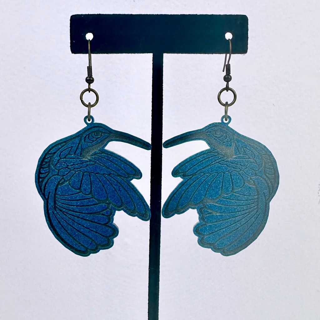 Hummingbird Earrings- Blue/Black