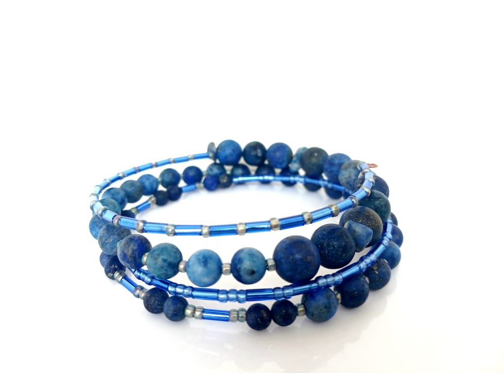 Blue Lapis Coil Bracelet