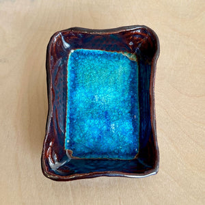 Clay + Glass Soap Dish - Aqua