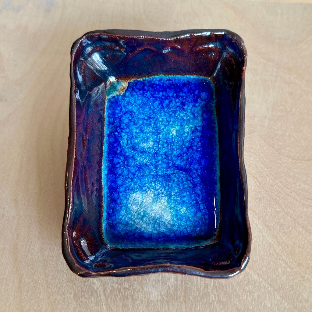 Clay + Glass Soap Dish - Blue