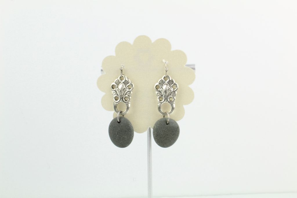 Pewter and Stone Earrings