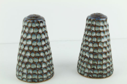 Carved Blue Salt and Pepper Set - Large