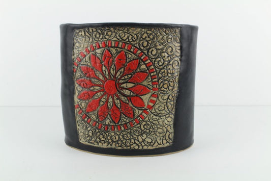 Black and Red Oval Vase