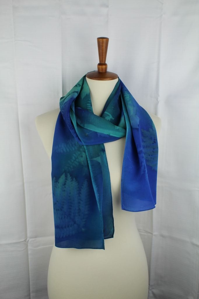 Royal Blue and Turquoise Silk Scarf