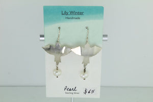 Pearl and Silver Bird Earring