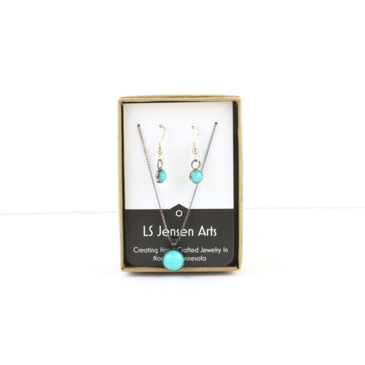 #37 Larimar Earrings & Necklace set