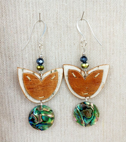 Floral Birch Earrings with Abalone