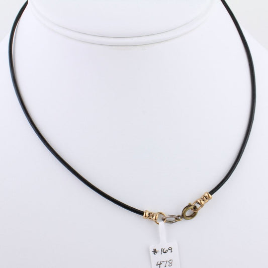 2mm Black Leather Bronze Cord