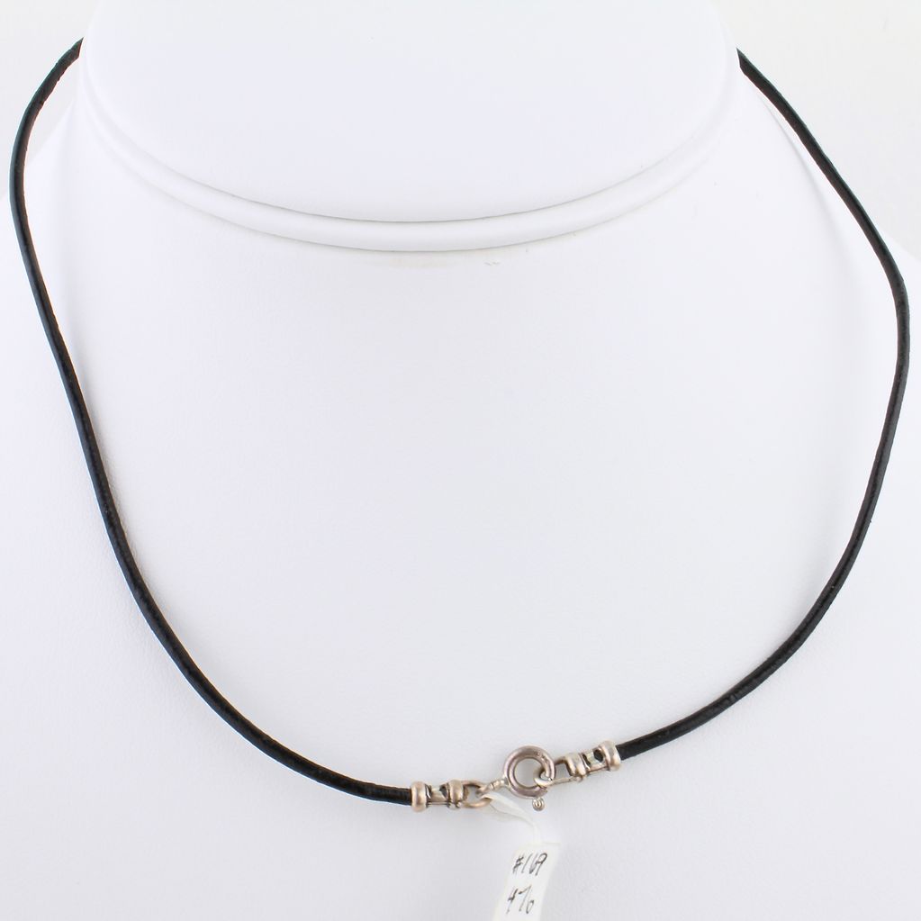 2mm Black Leather Sterling Cord