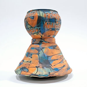 Protect Defend Skirted Vase Blue Orange