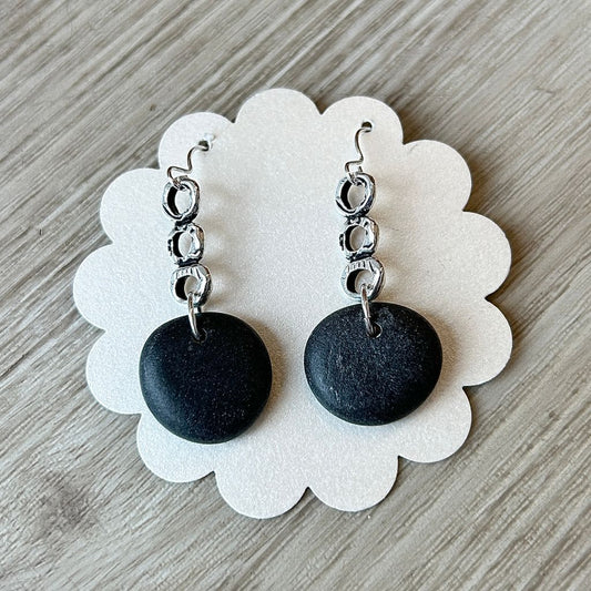 Sterling Silver 3-Circle & Stone Earrings MN - 2