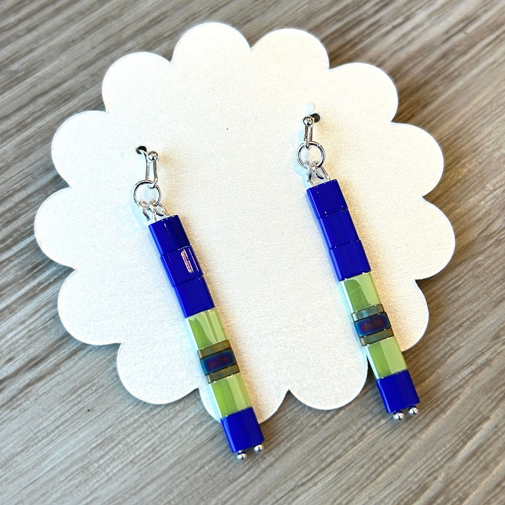 Cobalt Tila Bead Earrings MN