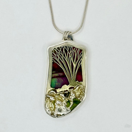 220-010 Trees and Silver Land Resin Pendant