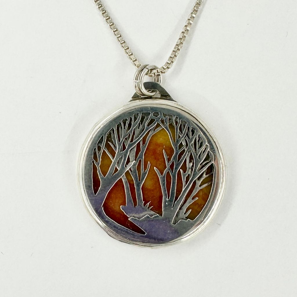 220-017 Five Trees Layered Resin Pendant