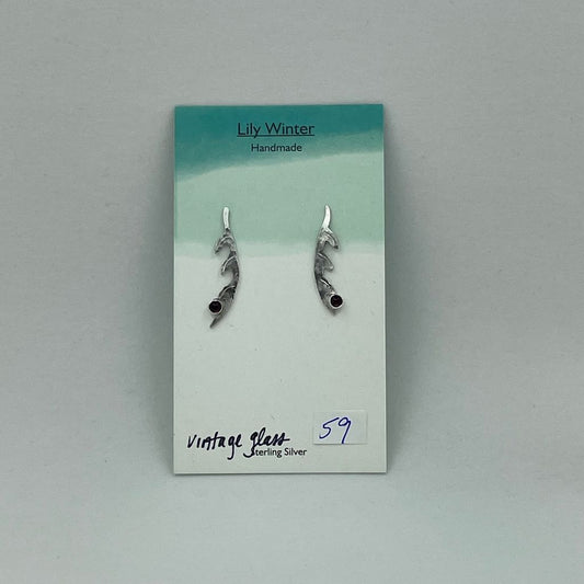 Vintage Glass Antler Earrings by LW
