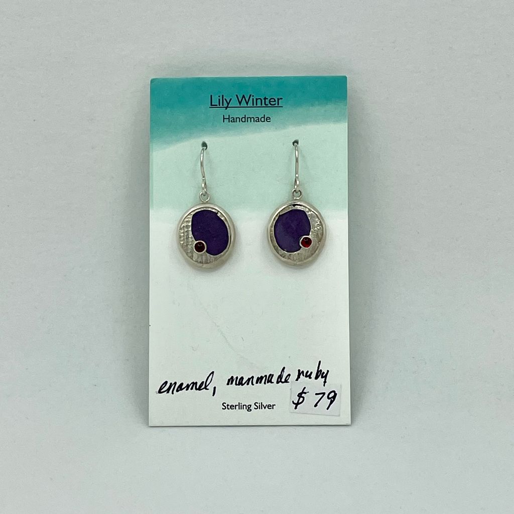 Purple and Red Vintage Glass Earrings by LW