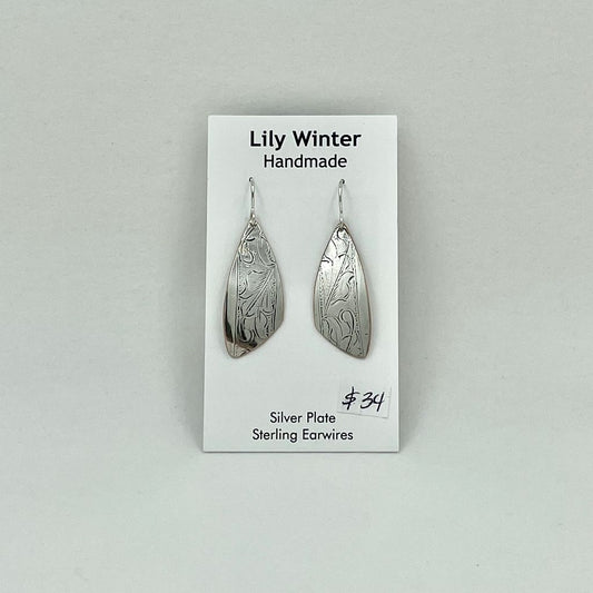 Silver Plate Earrings Triangular by LW