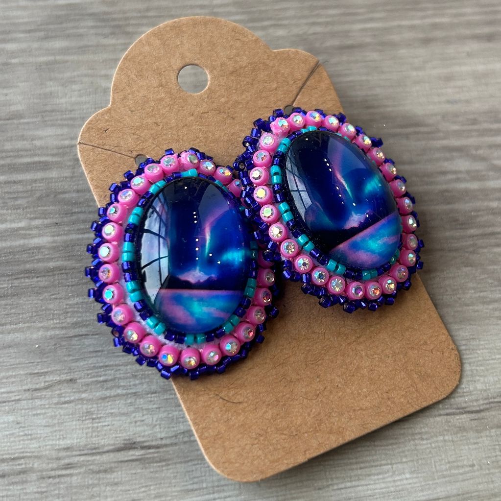 Pink and Purple Aurora Earrings AB