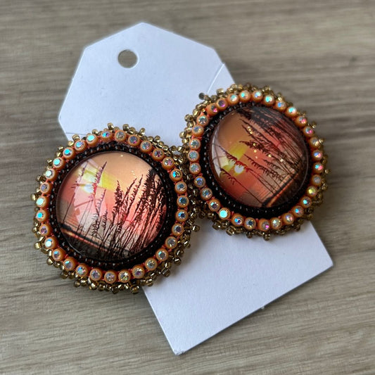 Brown and Gold Sky Earrings