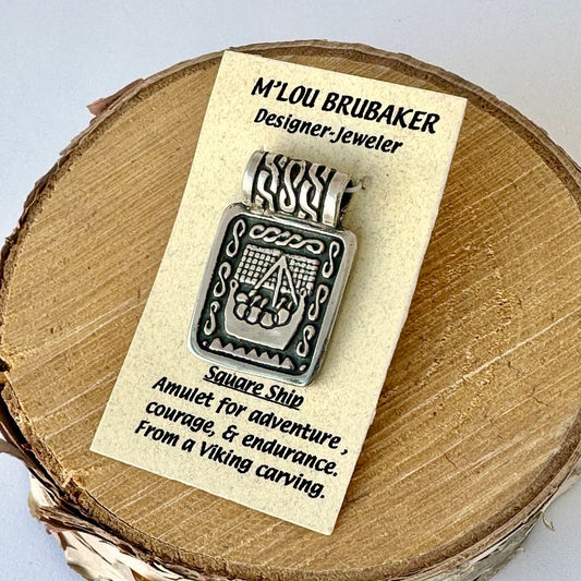 Lg. Square Ship Pendant #529