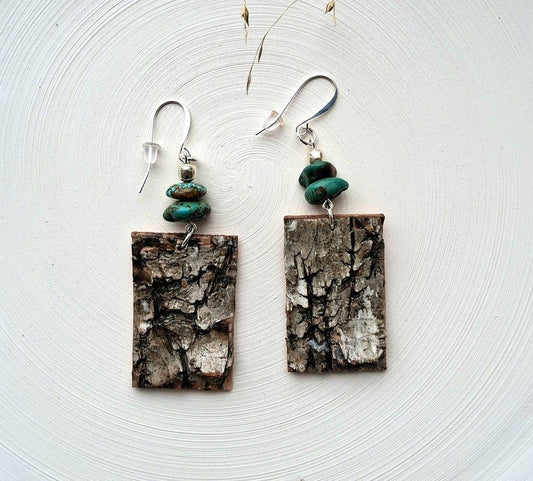 Birchbark and Beads Turquoise Earrings MF