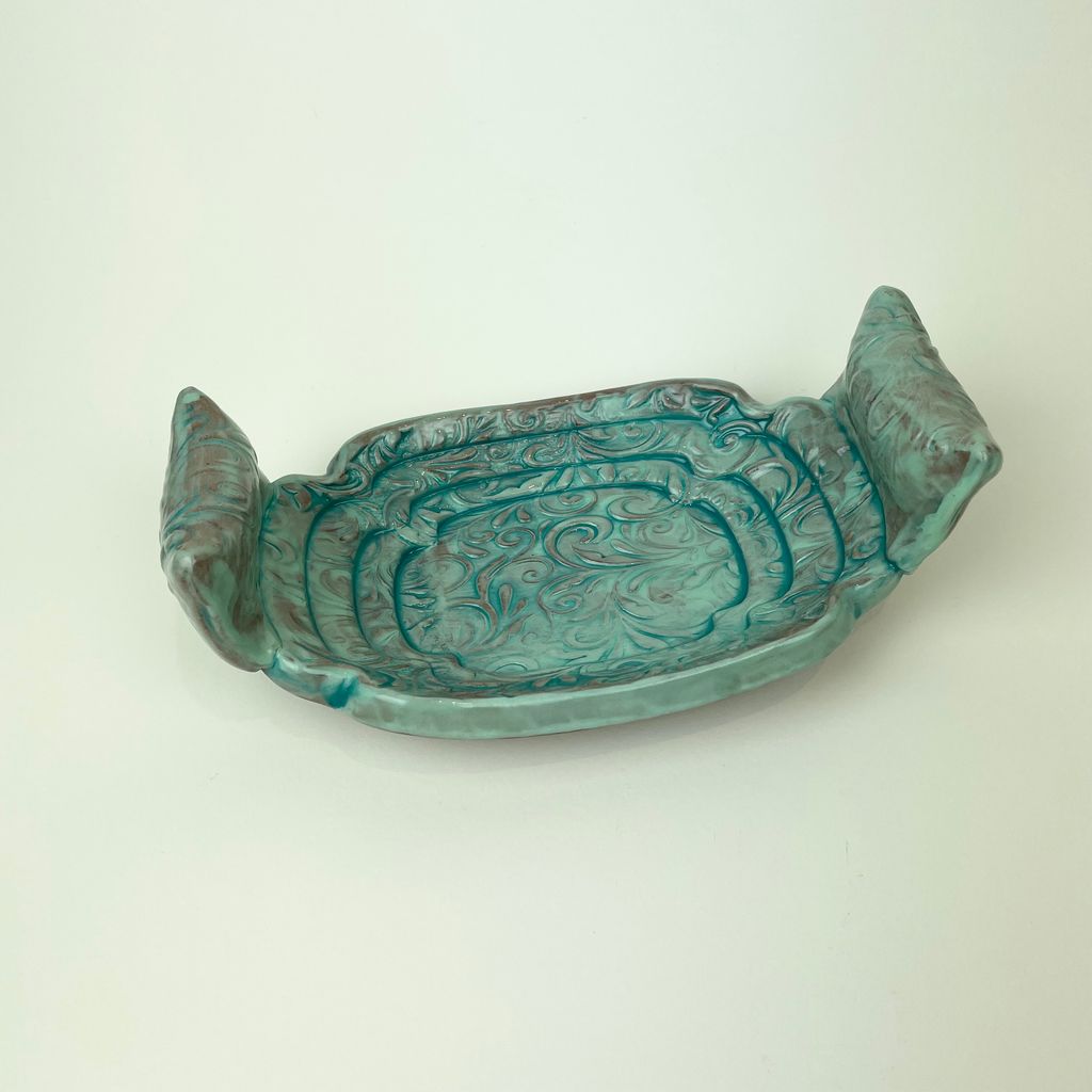 Teal Pillow Handle Tray NB
