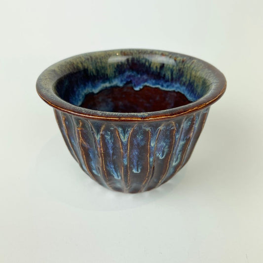 Carved Blue Brown Bowl NB