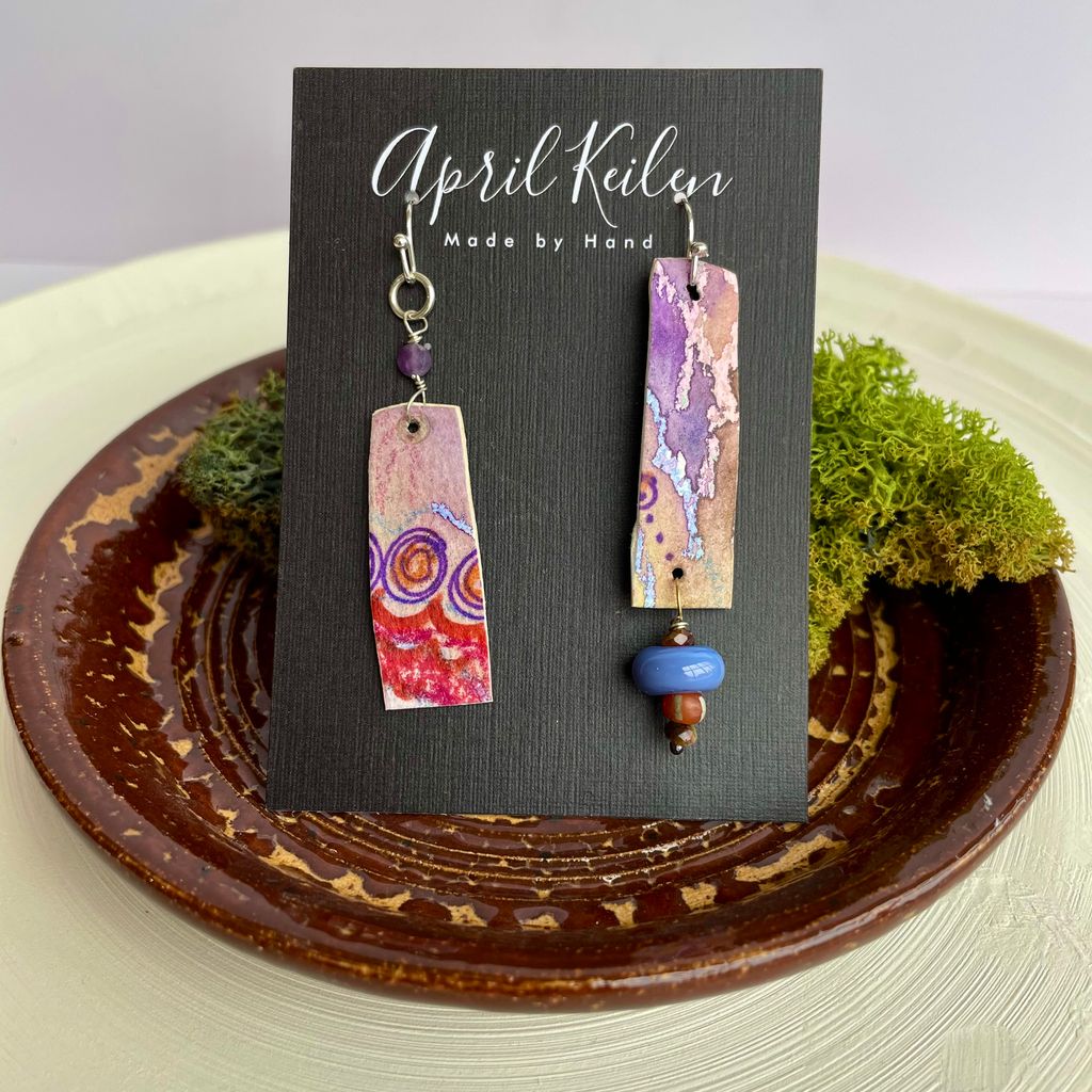 Purple Painted Paper Earrings AK