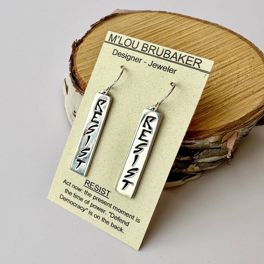 Resist Rectangle Earrings #551